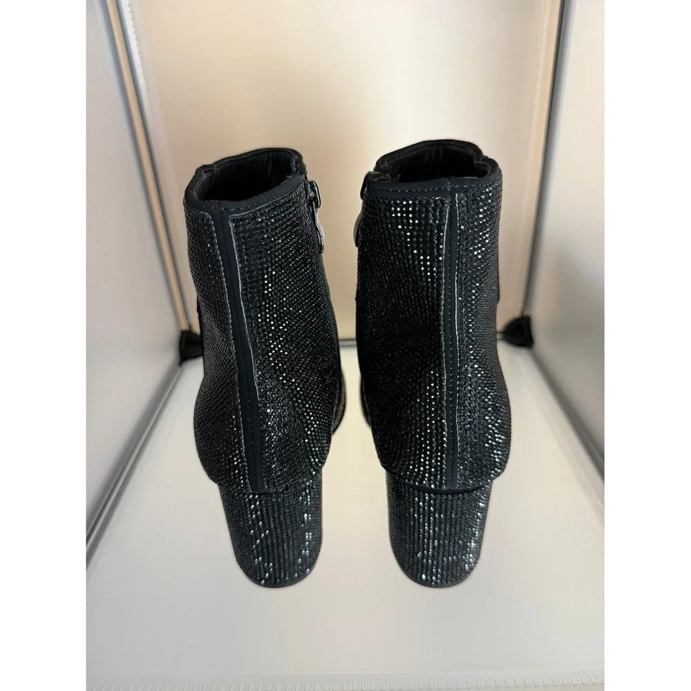 Forever Link Women's Rhinestone Embellished Pointed Toe Ankle Bootie Size 8